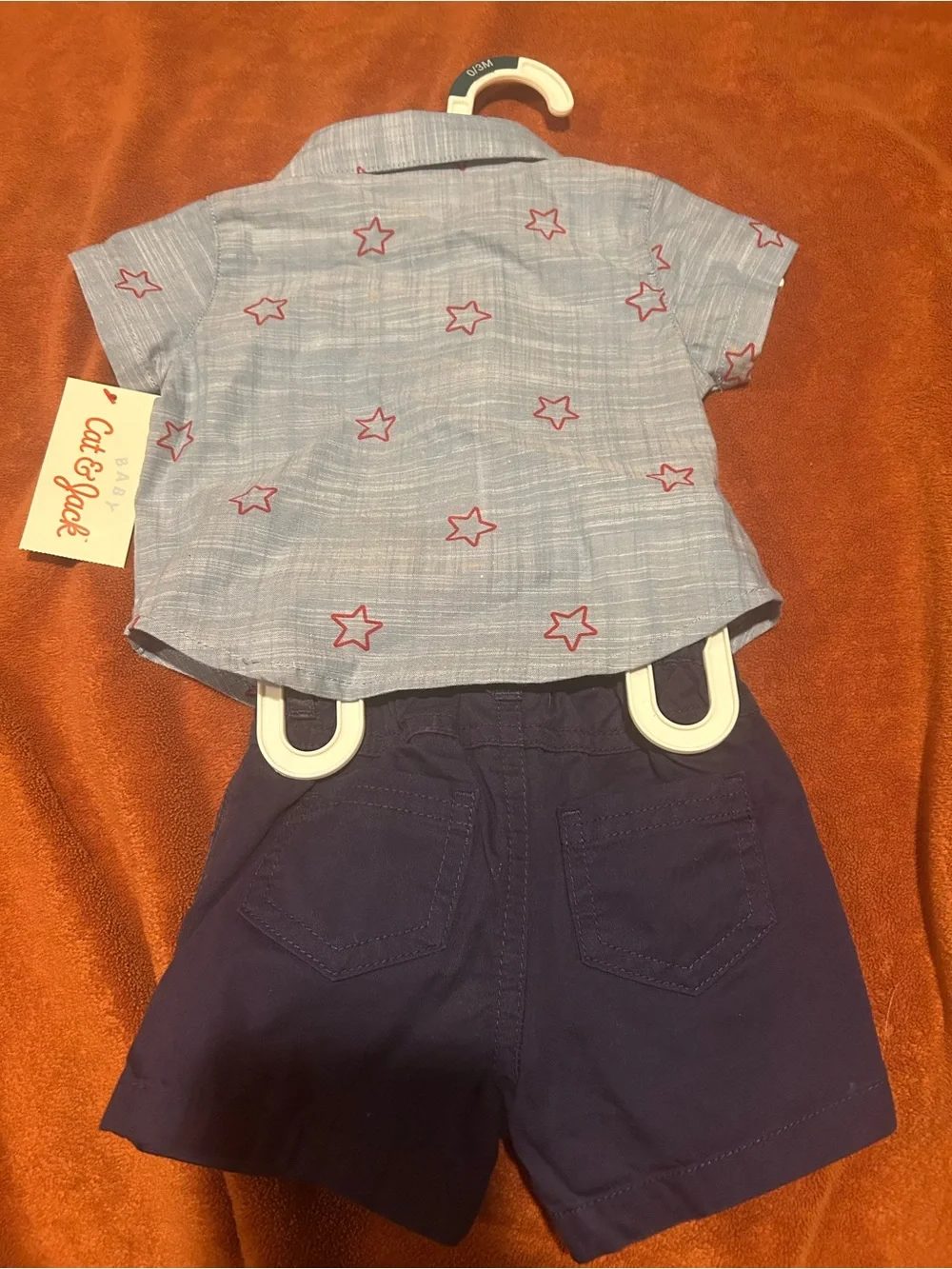 Gymboree Light Blue Star Button-Front Shirt with Navy Shorts